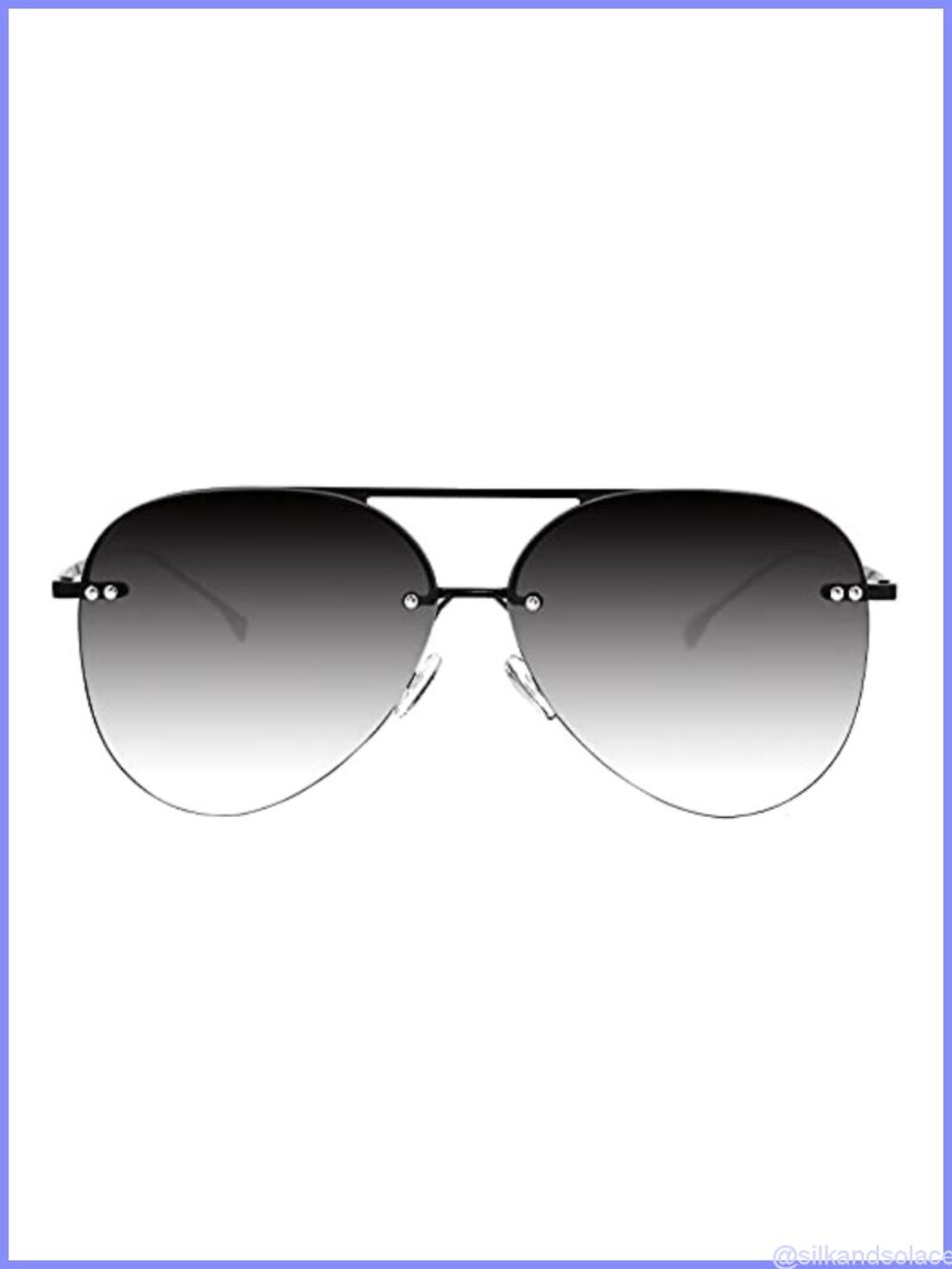 Rimless Aviator Sunglasses Oversized Gradient Mirrored UV400